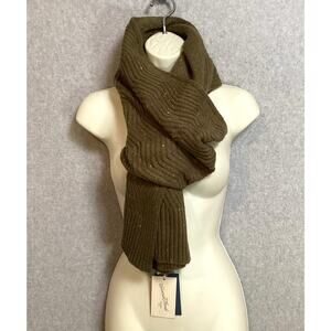 Universal Thread Knit Scarf Oblong Ribbed Wool Blend Olive Green Cozy NWT